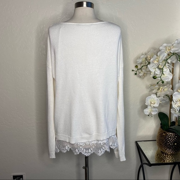 Lauren Vidal Women’s Layered Chiffon Lace Sweater - Picture 3 of 6